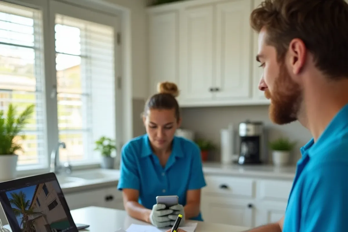 Homeowner reviewing hurricane deductible on a policy declarations page at a kitchen table